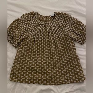 Madewell daisy embroidered shirred puff-sleeve top